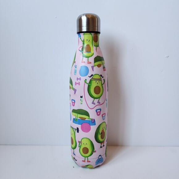 Stainless Steel Water Bottle 25 Oz Vacuum Sealed Avocado Fitness Exercise Fun - Picture 3 of 8
